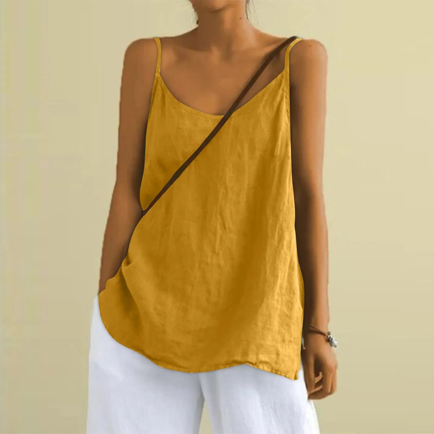Top Sans Manches En Coton et Lin Pour Femmes