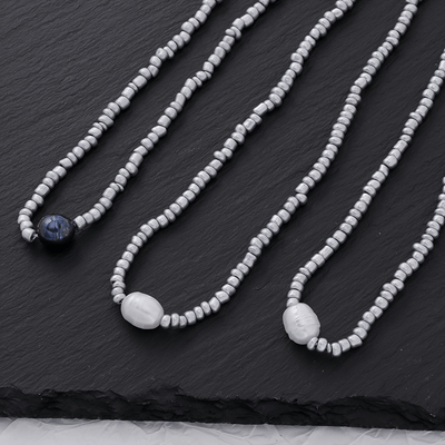 Colliers vintage 3 pièces avec perles d’eau douce et perles – Faits main