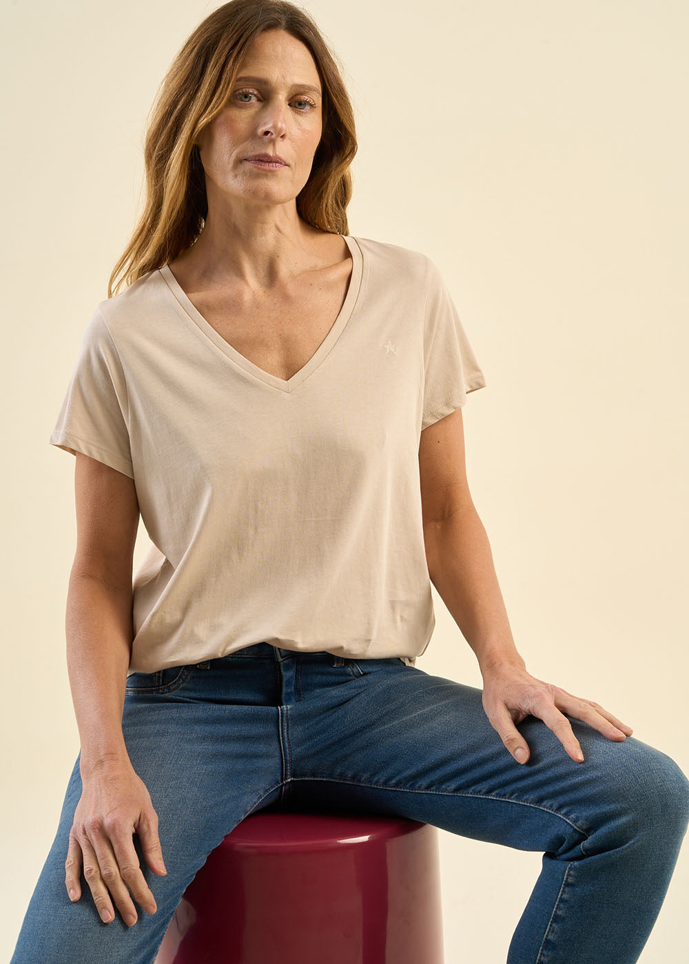 Tee-shirt col V en coton