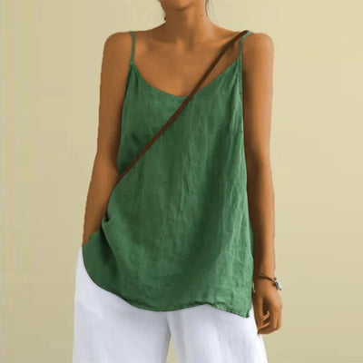 Top Sans Manches En Coton et Lin Pour Femmes