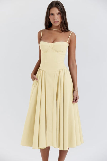 Tulum – Robe Midi Bustier Sans Manches