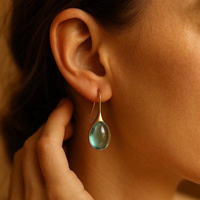 Pendants d'oreilles en cristal doré et argenté