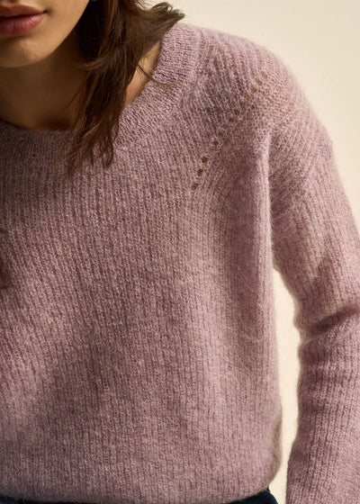 Pull col rond à détails tricotés
