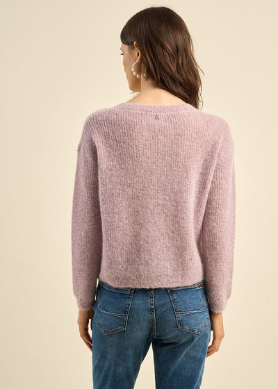 Pull col rond à détails tricotés