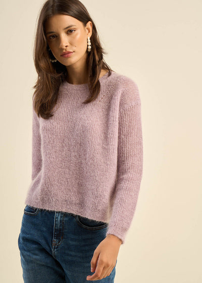 Pull col rond à détails tricotés