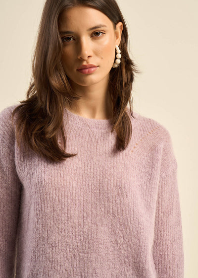 Pull col rond à détails tricotés