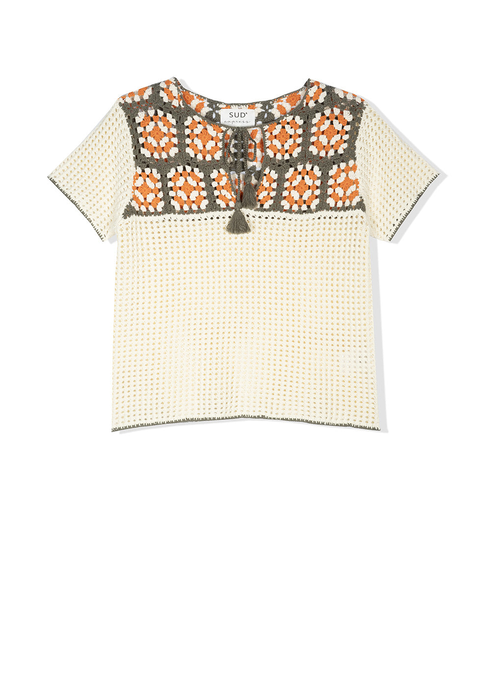 Top en crochet à manches courtes