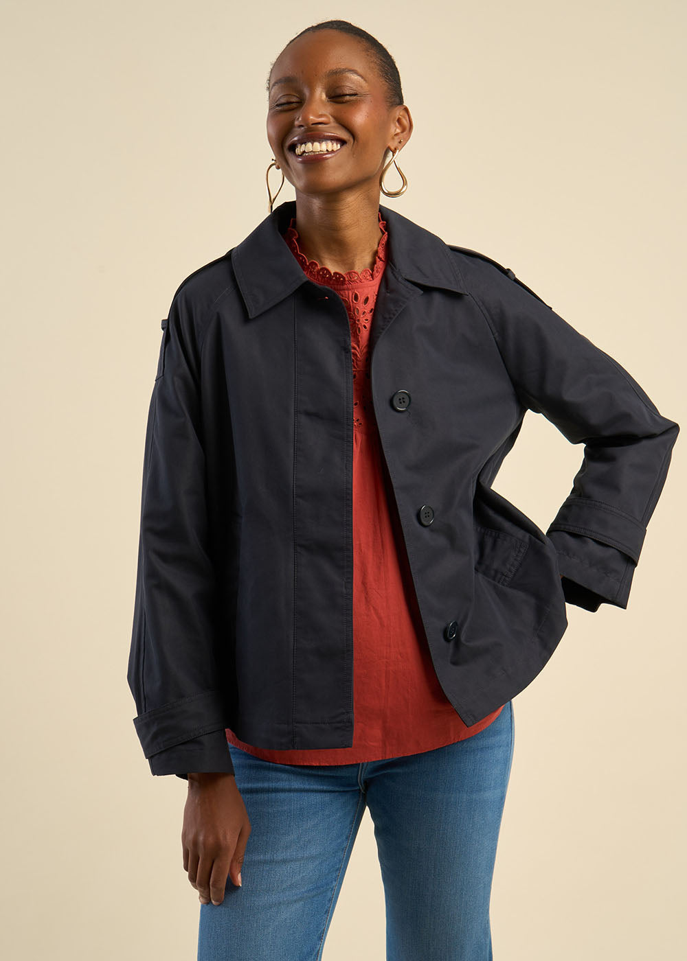 Trench court ample en coton