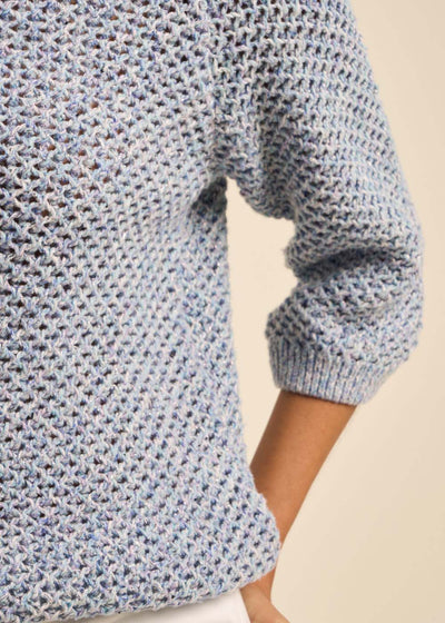 Pull maille multicolore et lurex manches 3/4