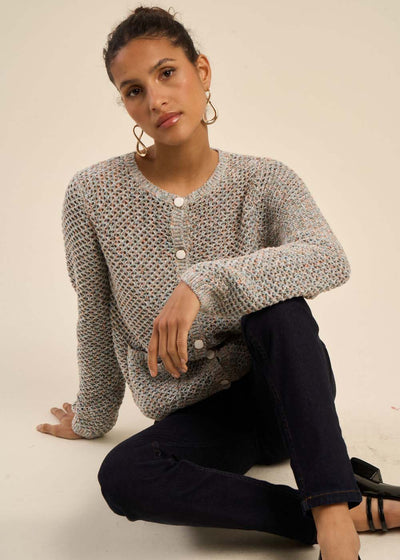 Gilet en lurex boutons bijoux