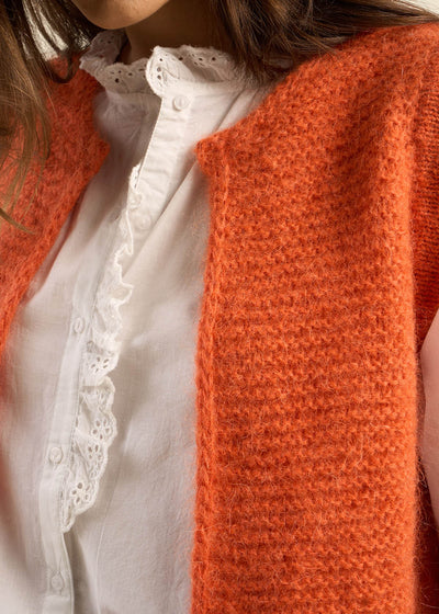 Gilet court sans manches en mohair