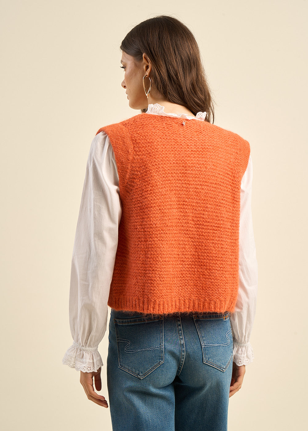 Gilet court sans manches en mohair