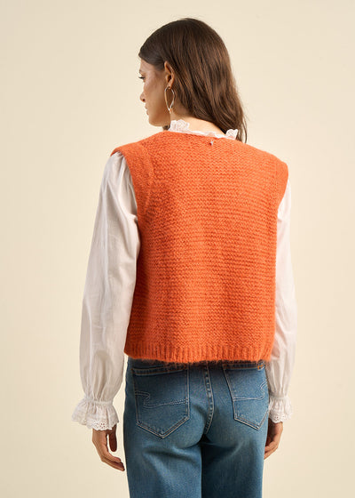 Gilet court sans manches en mohair