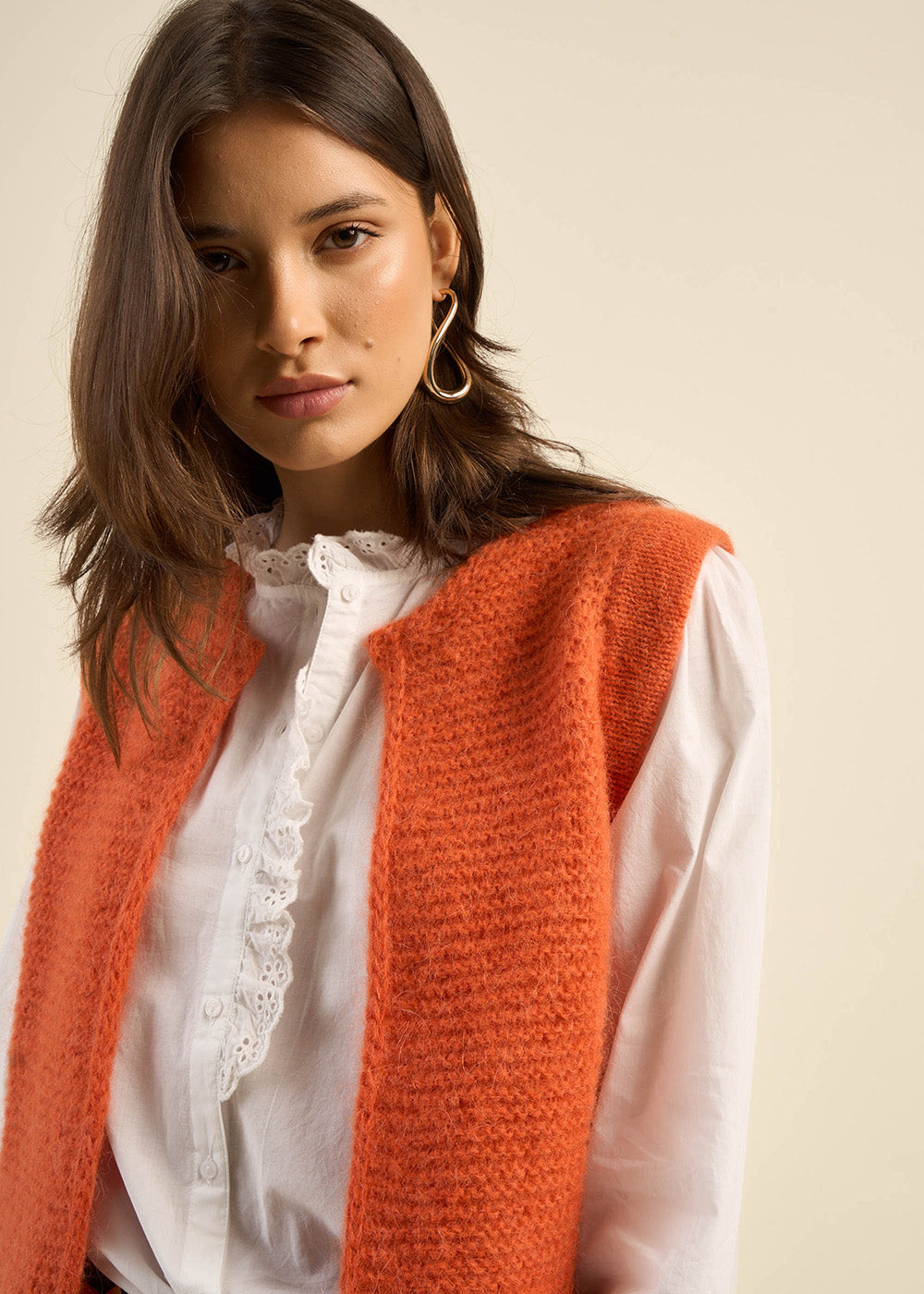 Gilet court sans manches en mohair