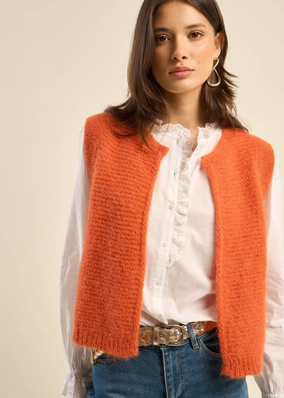 Gilet court sans manches en mohair