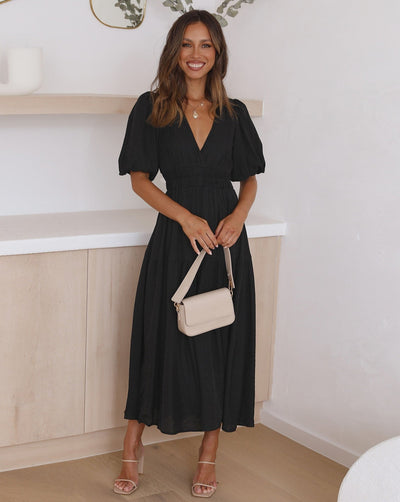 Robe mi-longue à taille haute femme