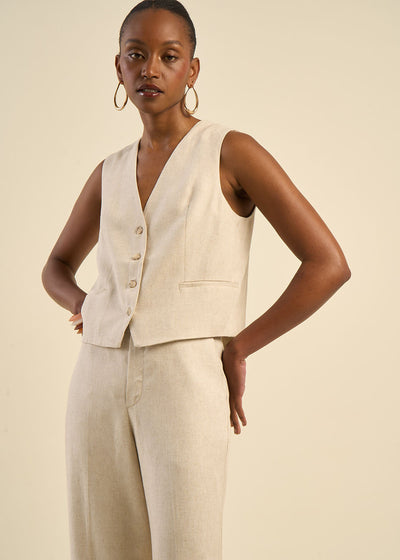 Gilet de costume contenant du lin