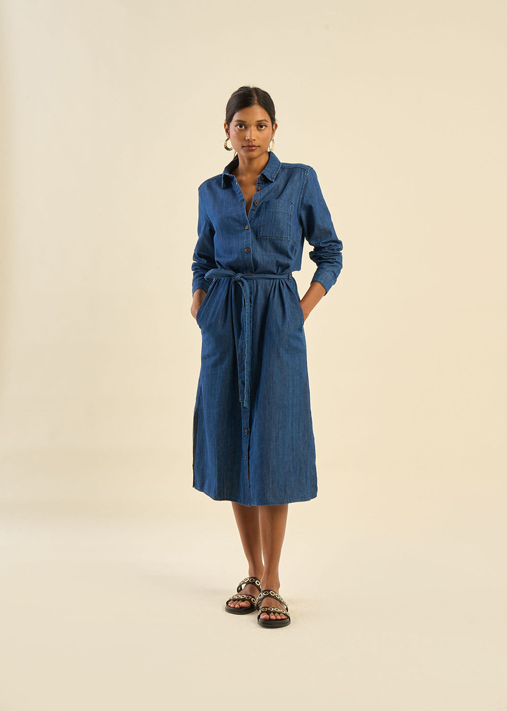 Robe mi-longue en jean
