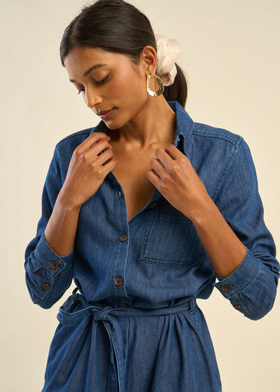 Robe mi-longue en jean