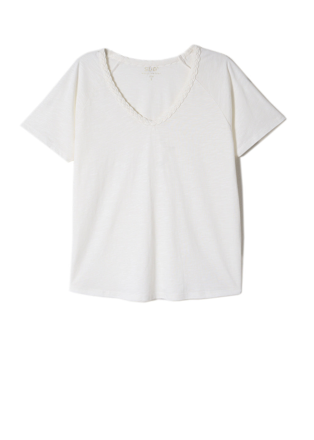 T-shirt à col V orné d'une tresse