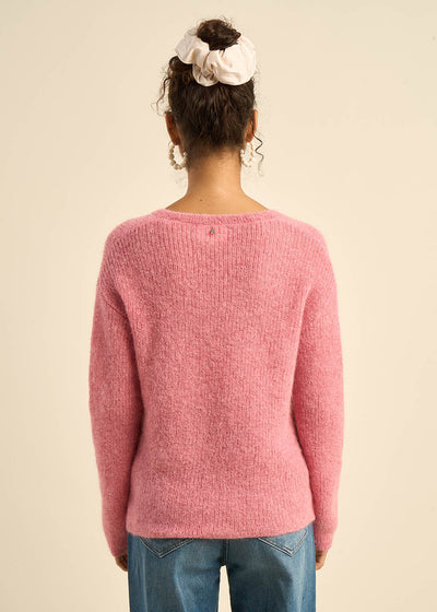 Pull à col V en mohairs et Alpaga