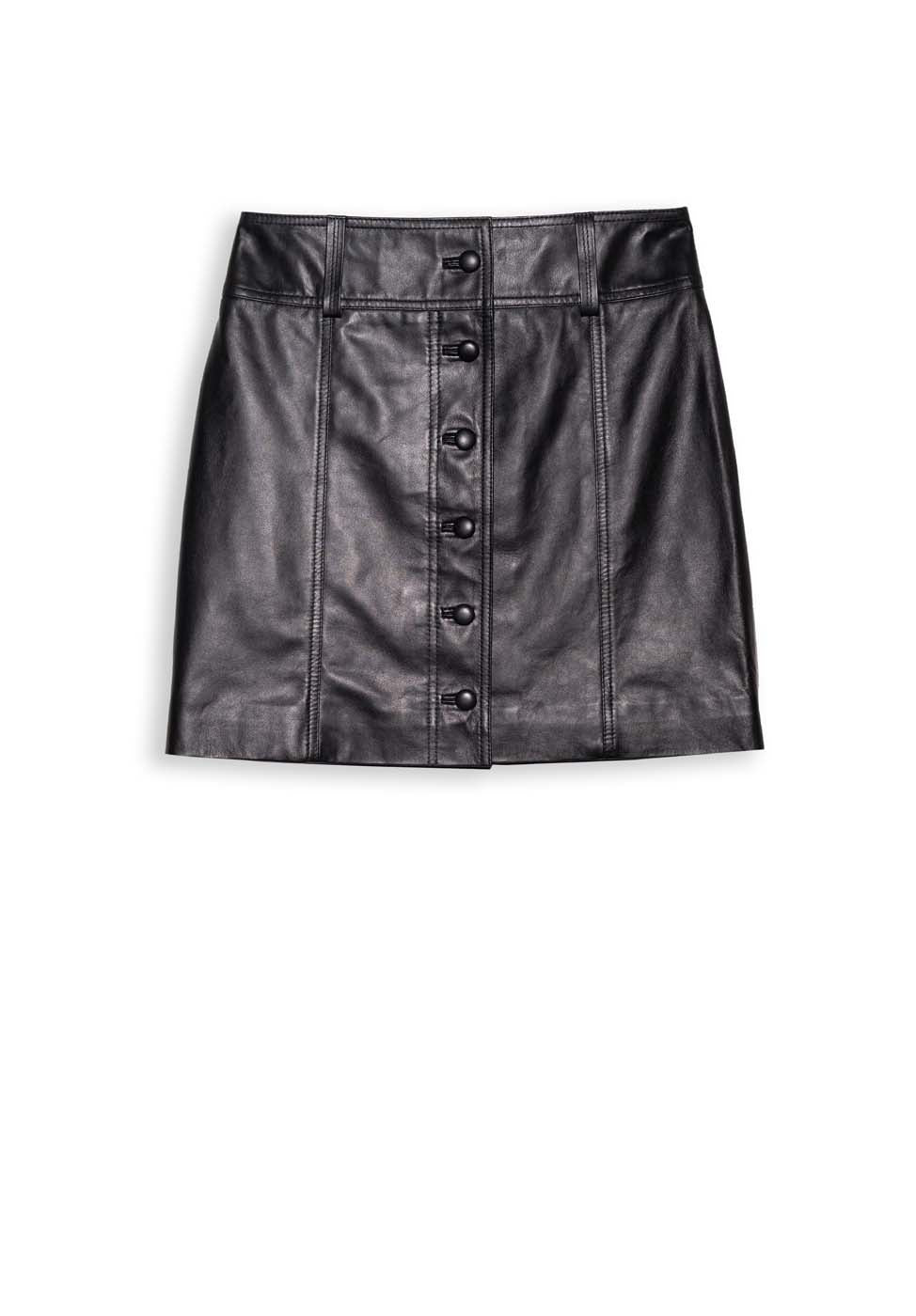 Jupe courte boutonnée en cuir