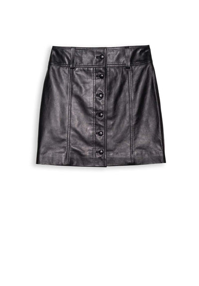 Jupe courte boutonnée en cuir