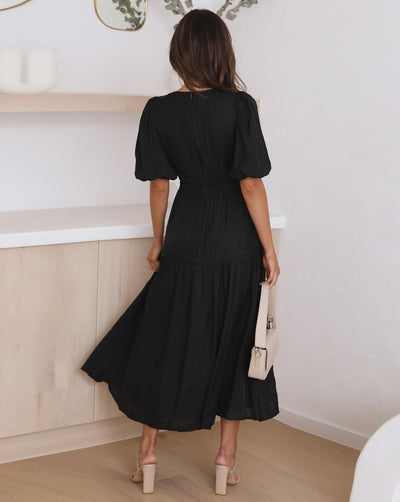 Robe mi-longue à taille haute femme