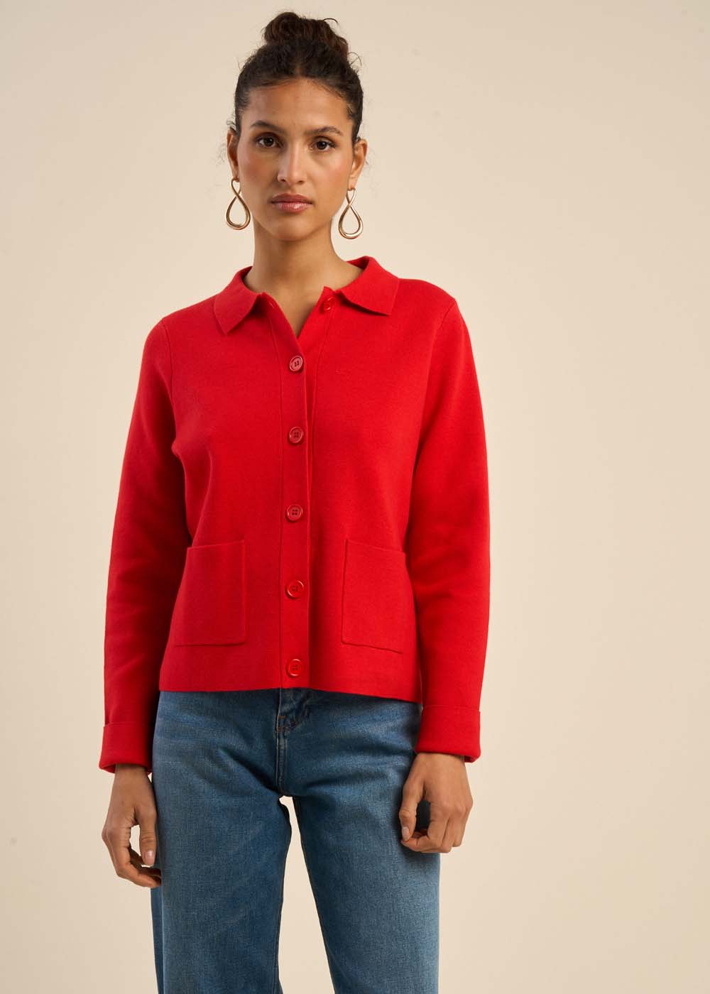 Gilet droit col chemise