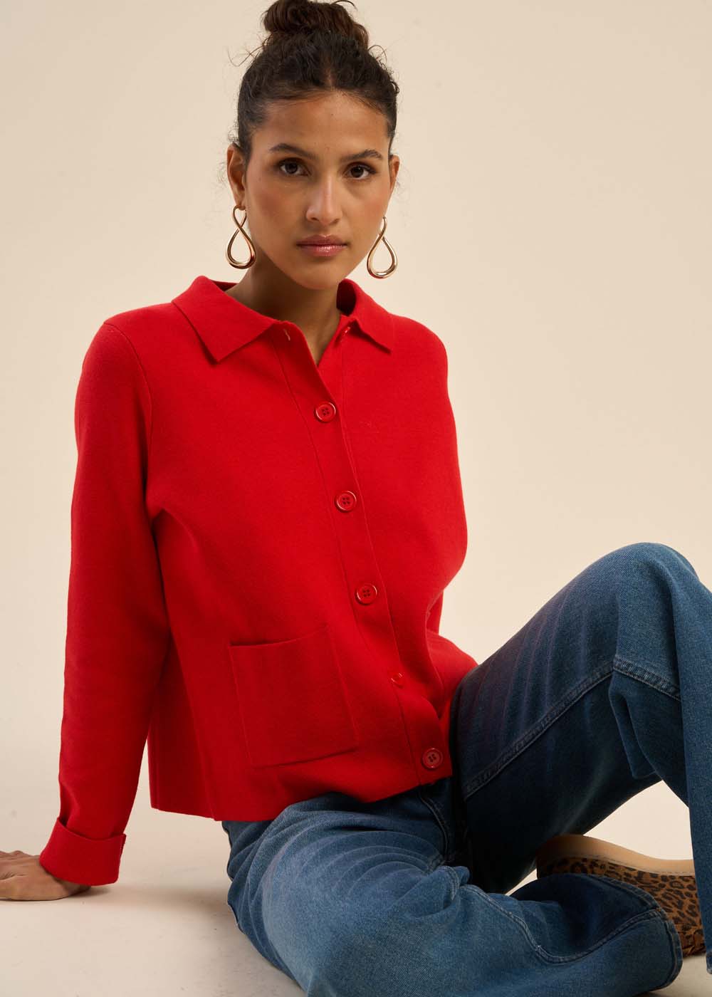 Gilet droit col chemise