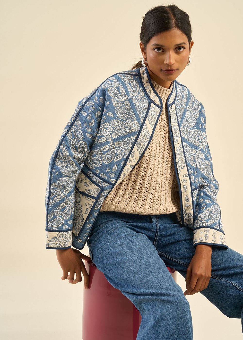 Veste jacquard au tissu effet bandana