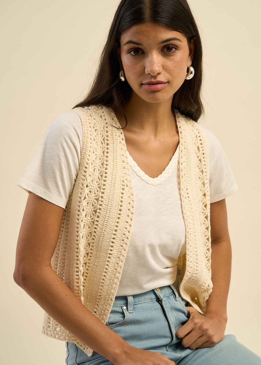 Gilet sans manches maille crochetée