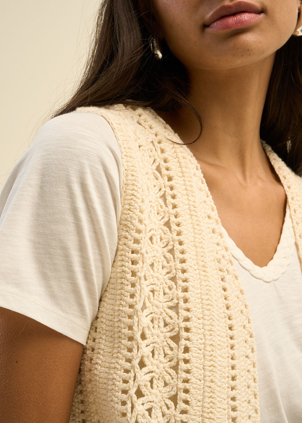 Gilet sans manches maille crochetée