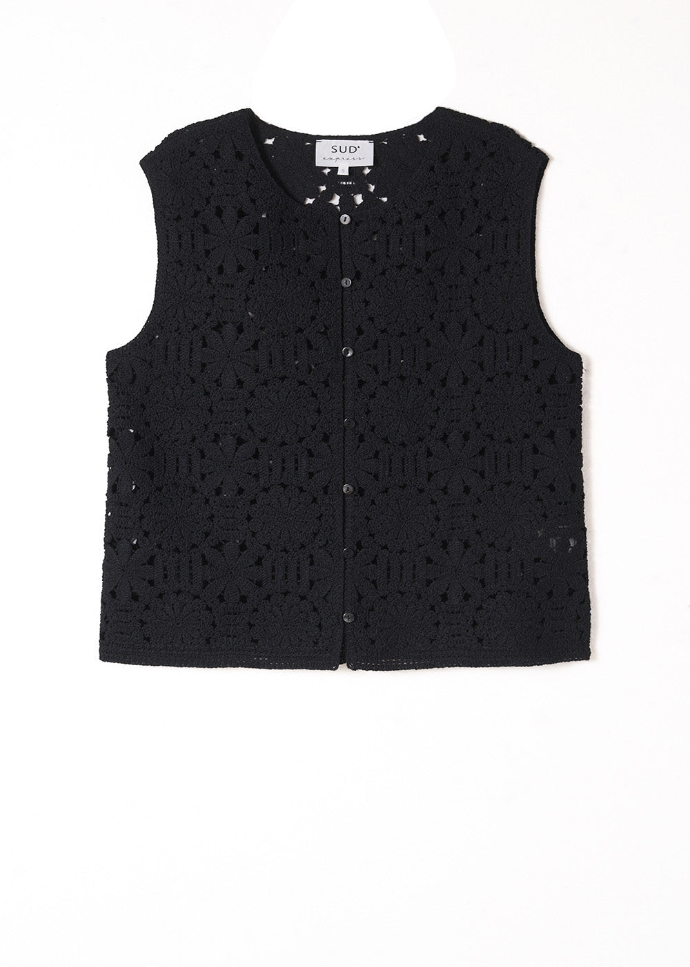 Top en maille et boutons nacrés