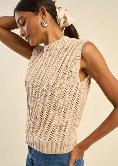 Pull sans manches à col rond