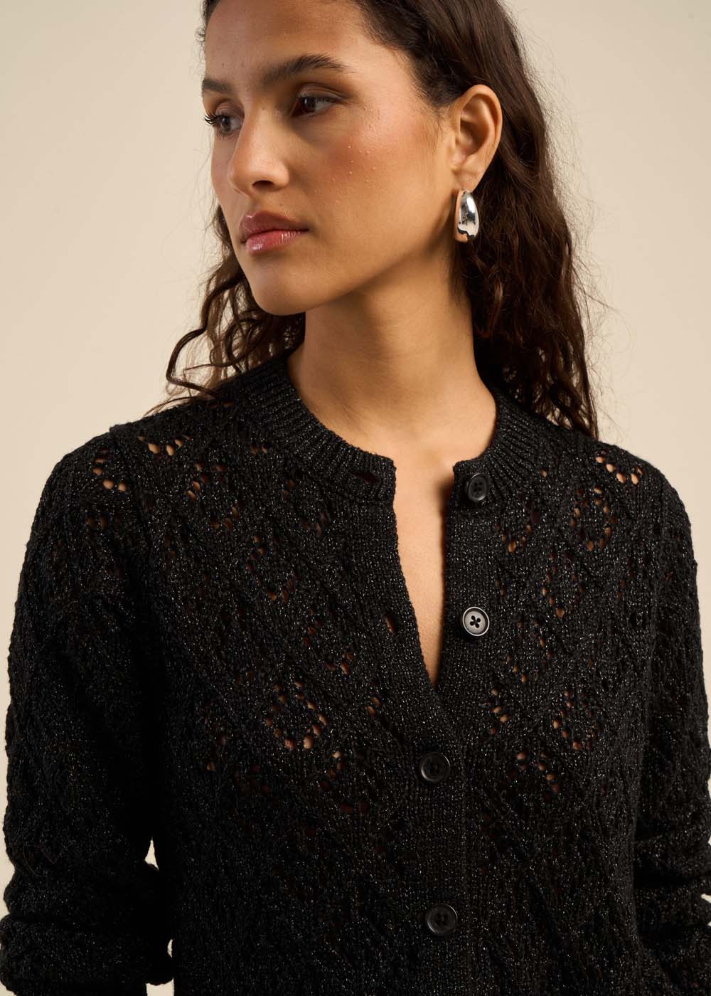 Gilet ajouré chic avec détails lurex