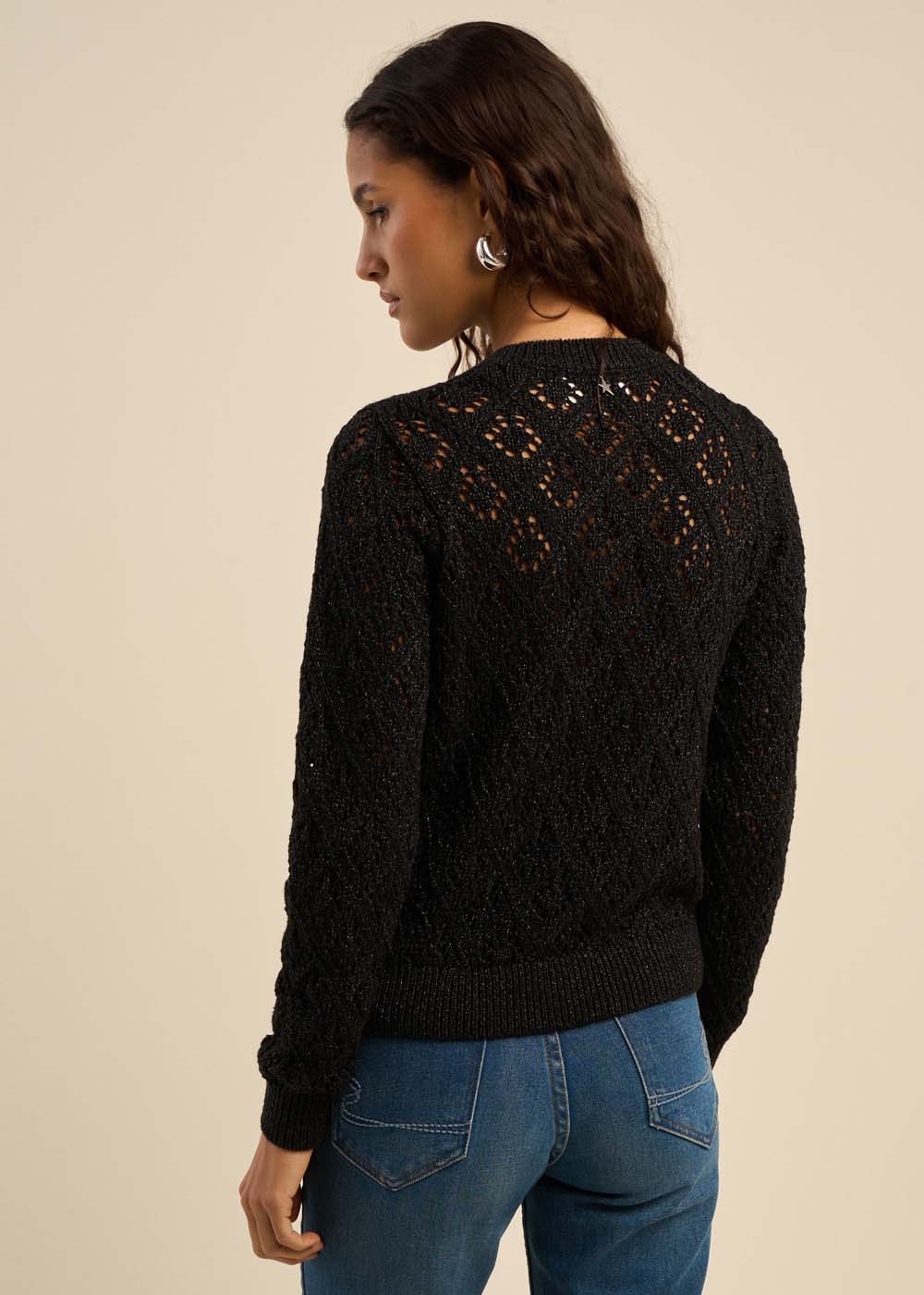 Gilet ajouré chic avec détails lurex