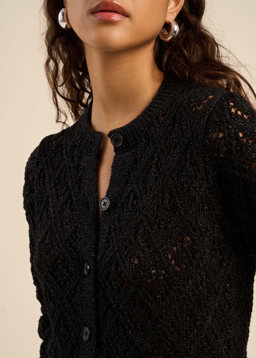 Gilet ajouré chic avec détails lurex