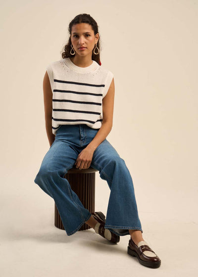 Pull à rayures sans manches