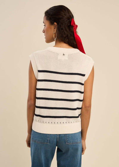 Pull à rayures sans manches