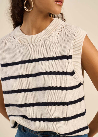 Pull à rayures sans manches