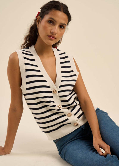 Gilet sans manches avec boutons bijoux