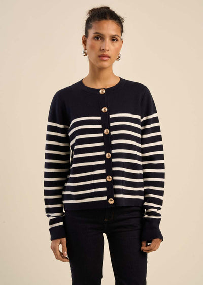 Gilet rayé détails boutons bijoux