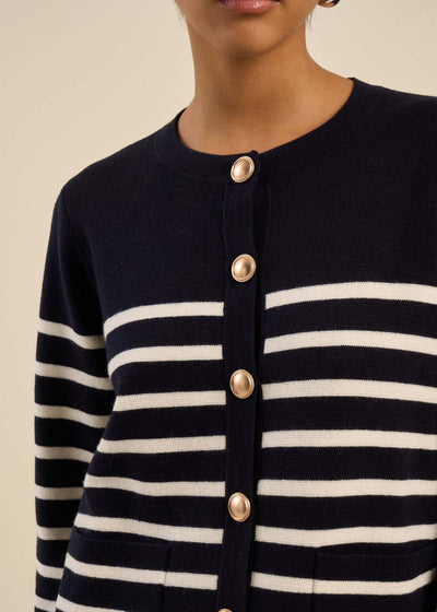 Gilet rayé détails boutons bijoux