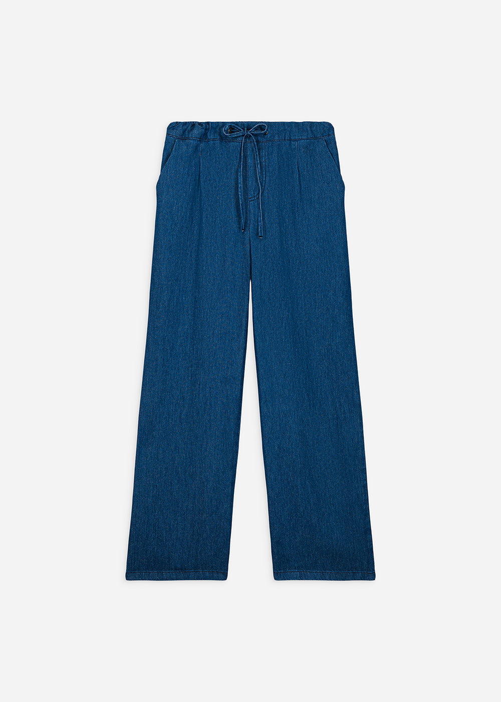 Pantalon fluide en lyocell et lin effet denim