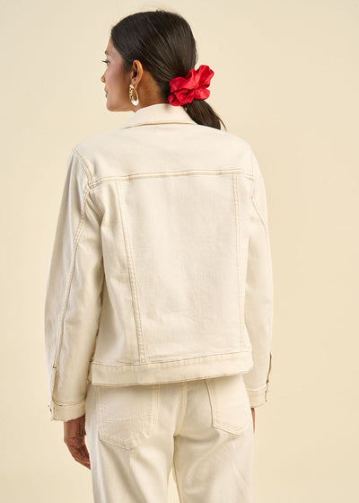 Veste en jean à surpiqûres