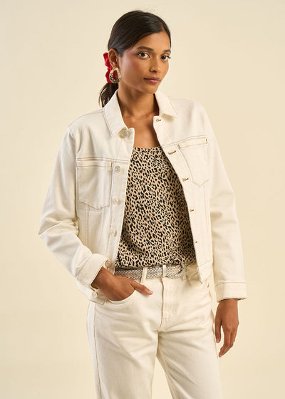 Veste en jean à surpiqûres