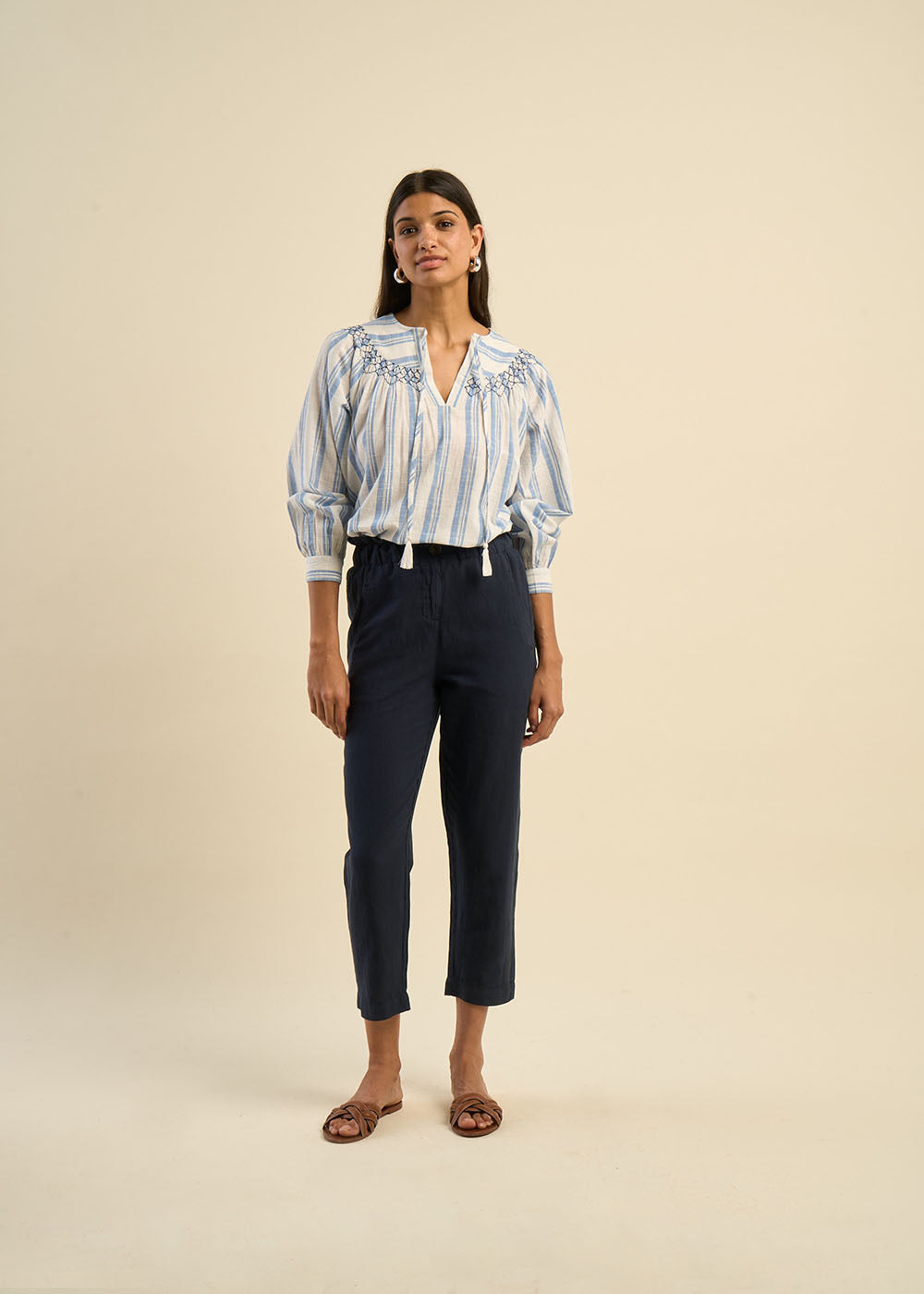Blouse oversize en coton léger avec rayures