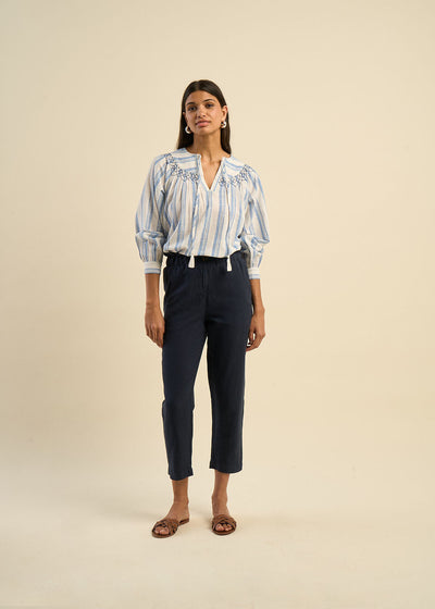 Blouse oversize en coton léger avec rayures