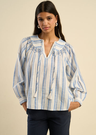 Blouse oversize en coton léger avec rayures
